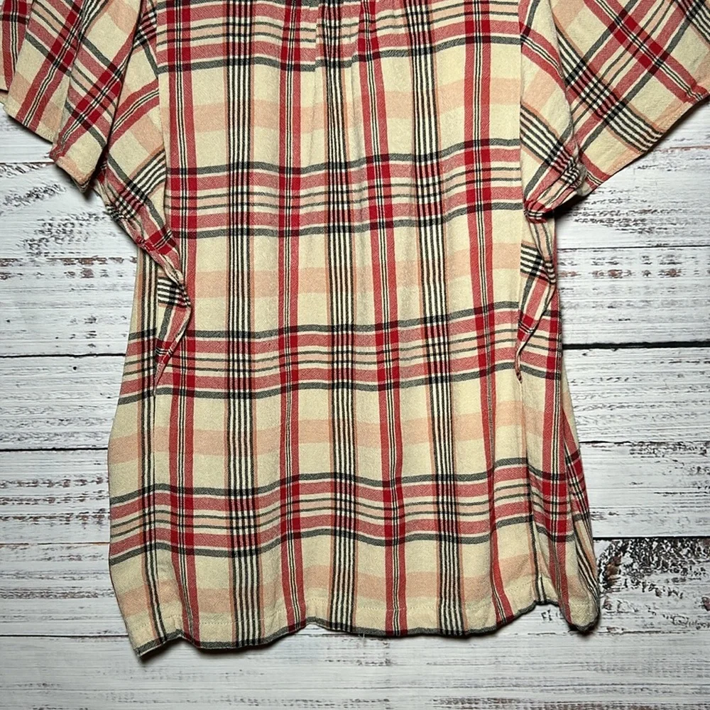 Maeve Priscilla Plaid Flutter Sleeve Top from Anthropologie Small